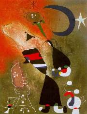 Woman and bird in the moonlight de  Miró